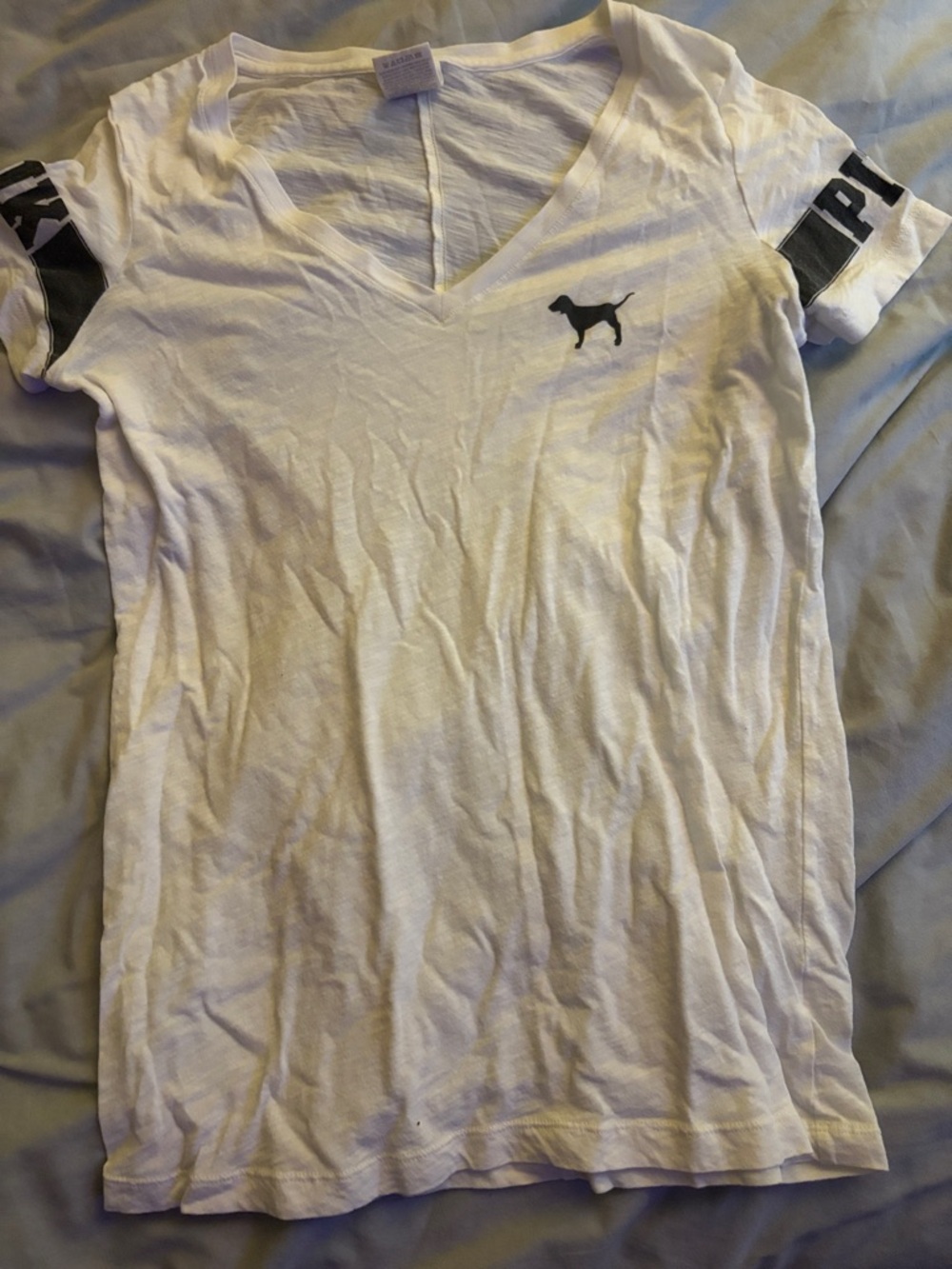PINK Victoria's Secret White Tee with Black Dog Logo